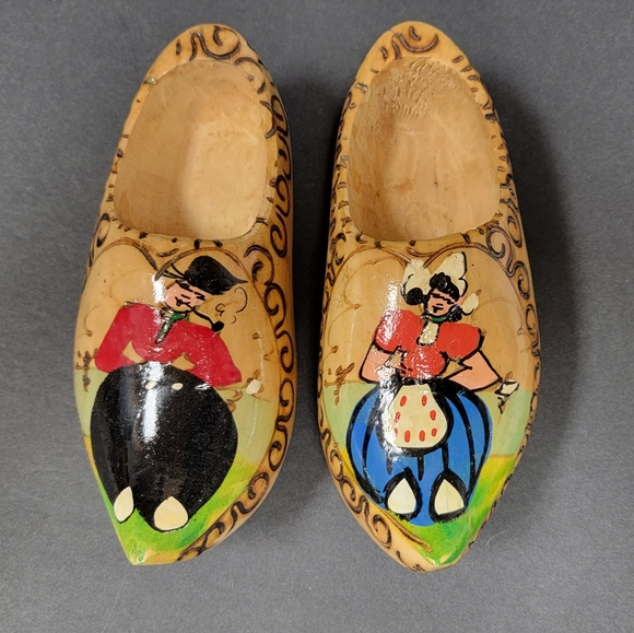 Handpainted Wood Clogs Dutch Holland - Picture 3 of 8